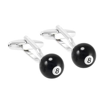 8 Snooker Billiards Pool Black Formal Shirt Brass Cufflinks Pair Men Gift Box 1
