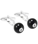 8 Snooker Billiards Pool Black Formal Shirt Brass Cufflinks Pair Men Gift Box