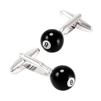 8 Snooker Billiards Pool Black Formal Shirt Brass Cufflinks Pair Men Gift Box 2