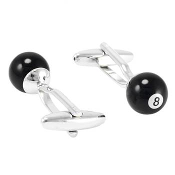 8 Snooker Billiards Pool Black Formal Shirt Brass Cufflinks Pair Men Gift Box 3