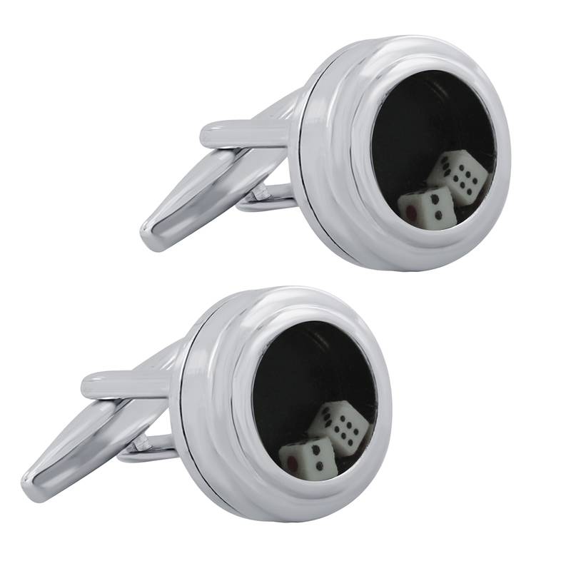 Gambling Dice Formal Shirt Brass Cufflinks Pair Men Gift Box