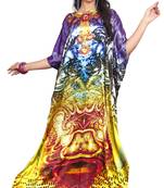 Multi Color Satin Silk 3D Digital Printed Beach Wear Kaftan