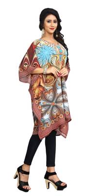 Multi Color Women'S Short 3D Digital Printed Kurta Kaftan For Party Wear 2018 3