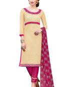 Beige embroidered chanderi salwar