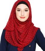 Islamic Style Stole Daily Wear Arabian Maroon Small Polka Dots Instant Hijab