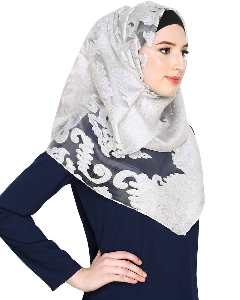 Islamic Style Stole Daily Wear Arabian Silver Shimmer hijab