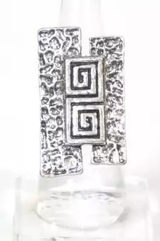 Inca ring in silver metal base