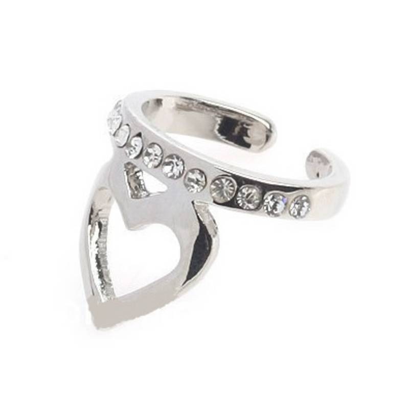 Hollow-out sweat heart crystal punk cool fingernails ring
