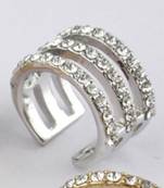 Rhinestone 4-layer hollow gold metal personality ring