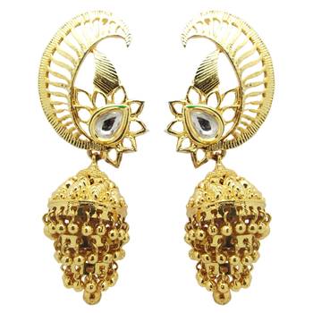 Gold cubic zirconia chandbali 1