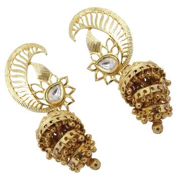 Gold cubic zirconia chandbali 2