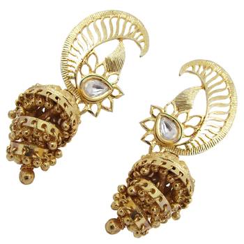 Gold cubic zirconia chandbali 3
