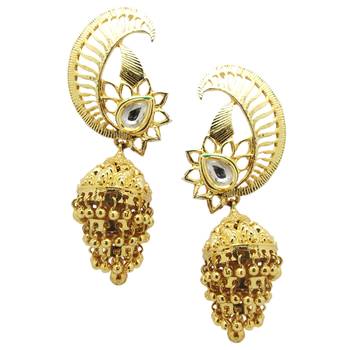 Gold cubic zirconia chandbali 4