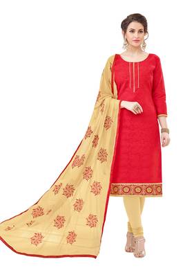 Red embroidered cotton salwar 1