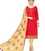Red embroidered cotton salwar