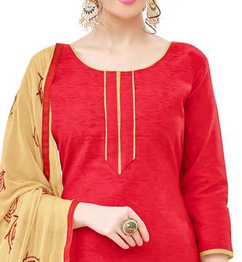 Red embroidered cotton salwar 2