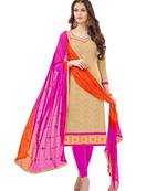 Beige embroidered cotton salwar