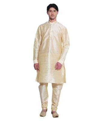 Glod Silk Ethnic Indian Traditional Mens Festive Wear Kurta Pyjama 1