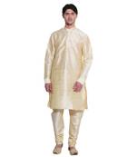 Glod Silk Ethnic Indian Traditional Mens Festive Wear Kurta Pyjama