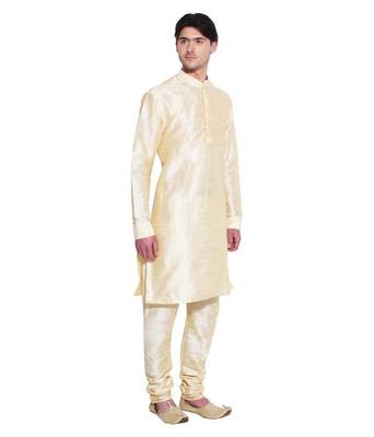 Glod Silk Ethnic Indian Traditional Mens Festive Wear Kurta Pyjama 2
