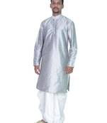 Blue Silk Ethnic Indian Traditional Mens Festive Wear Kurta Pyjama