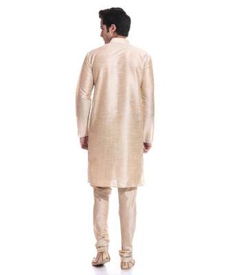 Golden Silk Ethnic Indian Traditional Mens Festive Wear Kurta Pyjama 3