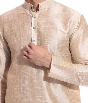 Golden Silk Ethnic Indian Traditional Mens Festive Wear Kurta Pyjama 4