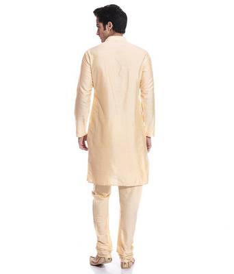 Gold Silk Ethnic Indian Traditional Mens Festive Wear Kurta Pyjama 3