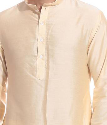Gold Silk Ethnic Indian Traditional Mens Festive Wear Kurta Pyjama 4