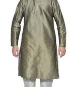 Grey Silk Ethnic Indian Traditional Mens Festive Wear Kurta Pyjama