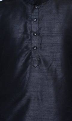 Black Silk Ethnic Indian Traditional Mens Festive Wear Kurta Pyjama 4