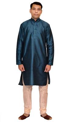 Green Silk Ethnic Indian Traditional Mens Festive Wear Kurta Pyjama 1