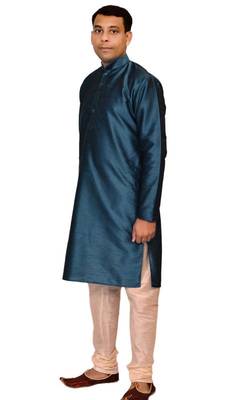 Green Silk Ethnic Indian Traditional Mens Festive Wear Kurta Pyjama 2