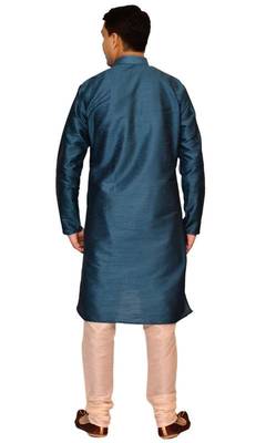 Green Silk Ethnic Indian Traditional Mens Festive Wear Kurta Pyjama 3