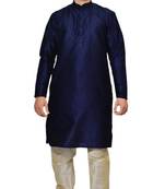 Blue Silk Ethnic Indian Traditional Mens Festive Wear Kurta Pyjama