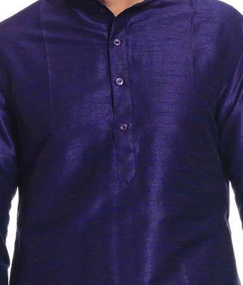 Blue Silk Ethnic Indian Traditional Mens Festive Wear Kurta Pyjama 4