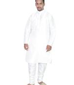 White Silk Ethnic Indian Traditional Mens Festive Wear Kurta Pyjama