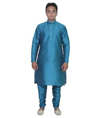 Green Silk Ethnic Indian Traditional Mens Festive Wear Kurta Pyjama 1