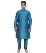 Green Silk Ethnic Indian Traditional Mens Festive Wear Kurta Pyjama