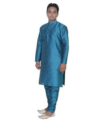 Green Silk Ethnic Indian Traditional Mens Festive Wear Kurta Pyjama 2