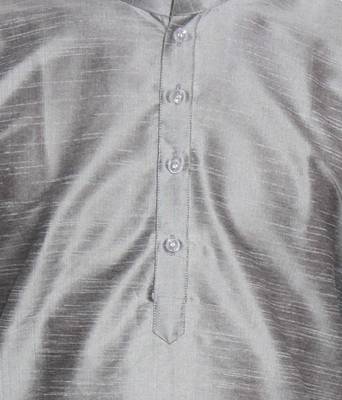 Grey Silk Ethnic Indian Traditional Mens Festive Wear Kurta Pyjama 4