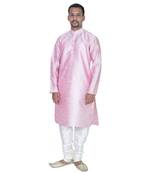 Pink Silk Ethnic Indian Traditional Mens Festive Wear Kurta Pyjama