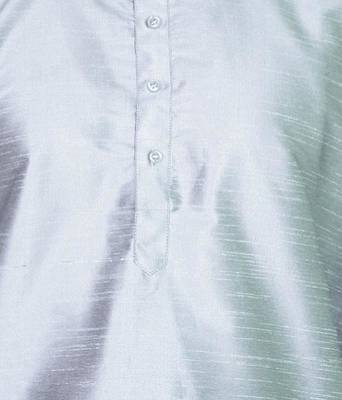 Silver Silk Ethnic Indian Traditional Mens Festive Wear Kurta Pyjama 4