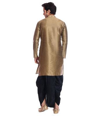 Copper Silk Ethnic Indian Traditional Mens Festive Wear Dhoti Kurta 3