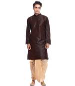 Brown Silk Ethnic Indian Traditional Mens Festive Wear Dhoti Kurta