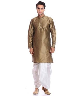 Copper Silk Ethnic Indian Traditional Mens Festive Wear Dhoti Kurta 1