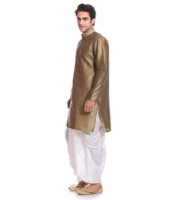 Copper Silk Ethnic Indian Traditional Mens Festive Wear Dhoti Kurta 2