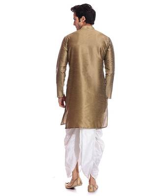 Copper Silk Ethnic Indian Traditional Mens Festive Wear Dhoti Kurta 3