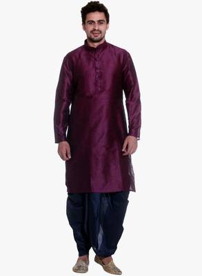 Pink Silk Ethnic Indian Traditional Mens Festive Wear Dhoti Kurta 1