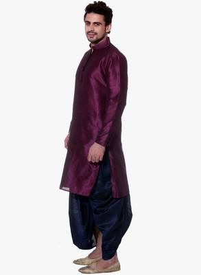 Pink Silk Ethnic Indian Traditional Mens Festive Wear Dhoti Kurta 3